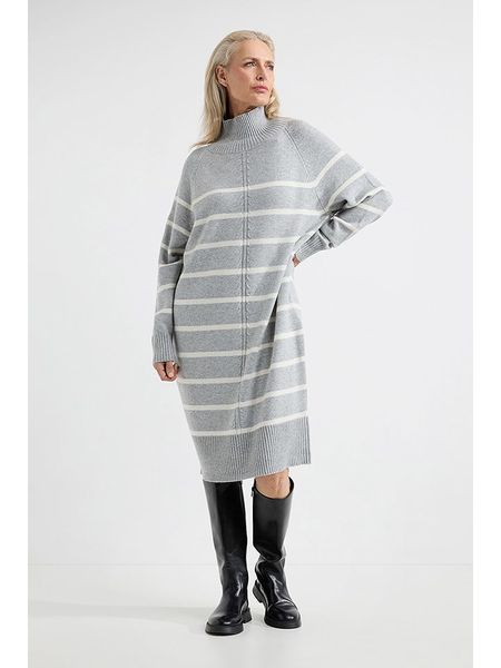 Josephine & Co Sukienka "Anika" w kolorze jasnoszaro-białym rozmiar: L. Białe sukienki Josephine & Co, l, bez wzorów, z kaszmiru, bez kołnierzyka, bez ramiączek, midi. Za 222,41 zł.