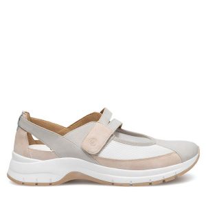 Półbuty Remonte. Szare półbuty Remonte, bez wzorów, bez obcasa, na płaskiej podeszwie, bez zapięcia. Za 369,99 zł.