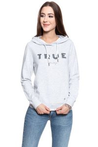 BLUZA MUSTANG Bella H Embroidery Light grey melange 1008016 4141. Szare bluzy Mustang, s, bez wzorów, z kapturem. Za 149,99 zł.