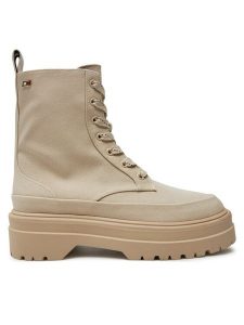 Tommy Hilfiger Botki FW0FW08200 Beżowy. Brązowe botki TOMMY HILFIGER, bez wzorów, ze skóry, bez obcasa, na płaskiej podeszwie, bez zapięcia. Za 529,99 zł.