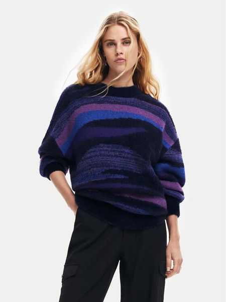 Desigual Sweter Bristol 24WWJF71 Granatowy Regular Fit. Niebieskie swetry klasyczne Desigual, m, z syntetyku, bez kołnierzyka. Za 329,99 zł.