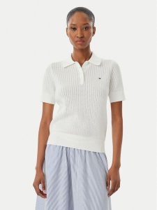 Tommy Hilfiger Sweter WW0WW49362 Biały Slim Fit. Białe swetry klasyczne TOMMY HILFIGER, m, z bawełny, bez kołnierzyka. Za 584,99 zł.