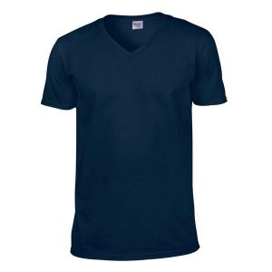 Koszulka Unisex Dla Dorosłych Z Miękkim Dekoltem V. Niebieskie bluzki GILDAN, xl, bez wzorów, sportowe, bez kołnierzyka, bez ramiączek. Za 35,99 zł.