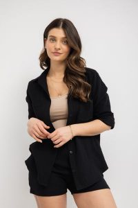 KOSZULA HOLLY CZARNA M - Flawless. Czarne koszule Flawless, m, bez wzorów, z bawełny, bez kołnierzyka, bez ramiączek. Za 350,00 zł.