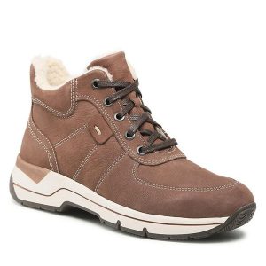 Trzewiki Go Soft. Brązowe botki Go Soft, bez wzorów, bez obcasa, na płaskiej podeszwie, bez zapięcia. Za 161,99 zł.