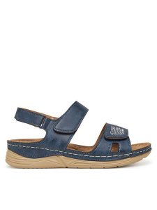 Clara Barson Sandały WFA3741-1 Granatowy. Niebieskie sandały Clara Barson, bez wzorów, z materiału, bez obcasa, na płaskiej podeszwie, bez zapięcia. Za 99,99 zł.