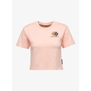 Koszulka z nadrukiem damska Black Diamond Faded Crop SS Tee. Brązowe koszulki sportowe Black Diamond, bez wzorów, bez ramiączek. Za 123,99 zł.