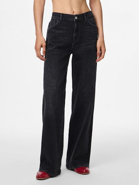 Pieces Dżinsy - Wide leg - w kolorze czarnym rozmiar: W31/L32. Czarne jeansy Pieces, z aplikacjami, ze skóry. Za 134,95 zł.