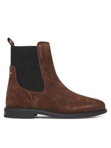 Tommy Hilfiger Sztyblety Flag Boot FW0FW08780 Brązowy. Brązowe botki TOMMY HILFIGER, bez wzorów, ze skóry, bez obcasa, na płaskiej podeszwie, bez zapięcia. Za 519,99 zł.