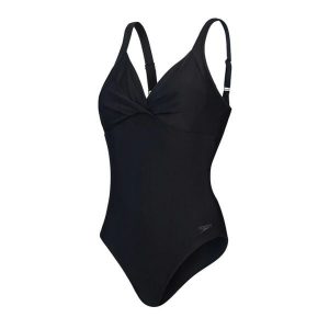 Damski kostium kąpielowy 1-częściowy Speedo Cross Knot Shaping. Czarne stroje jednoczęściowe Speedo, bez wzorów. Za 318,99 zł.