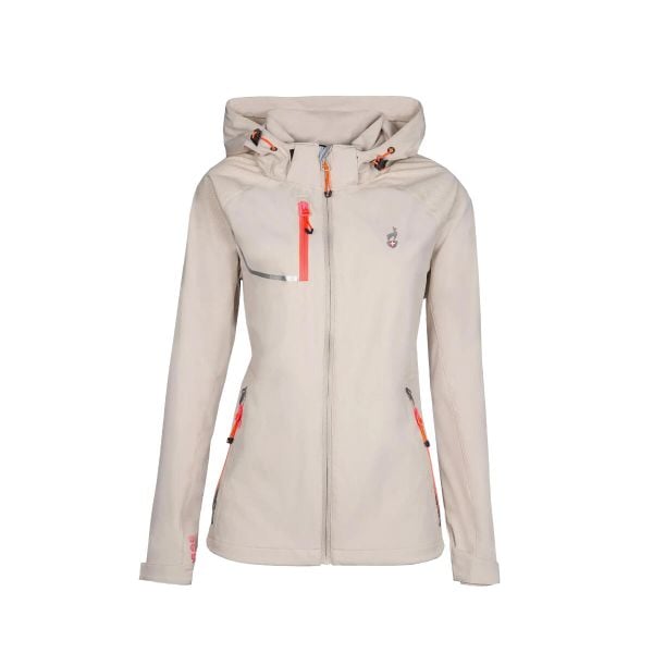 Kurtka softshell damska AULP ROSSA wodoodporna oddychająca regulowana z kapturem. Brązowe kurtki Aulp, bez wzorów, z softshellu, z kapturem. W wyprzedaży za 299,99 zł.