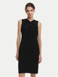 Calvin Klein Sukienka koktajlowa LV044G004G Czarny Slim Fit. Czarne sukienki Calvin Klein, xxl, bez wzorów, z syntetyku, wizytowe, bez kołnierzyka, bez ramiączek. Za 699,99 zł.