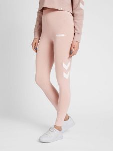Damskie wysokie legginsy Hummel Legacy. Białe legginsy Hummel, bez wzorów, z bawełny, z podwyższonym stanem. Za 156,50 zł.