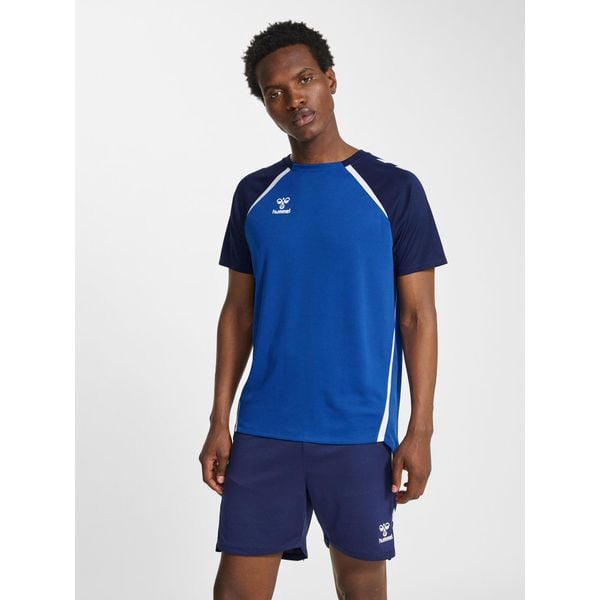 Koszulka Hummel Lead 2.0. Niebieskie bluzki Hummel, bez wzorów, sportowe, bez kołnierzyka, bez ramiączek. Za 170,00 zł.