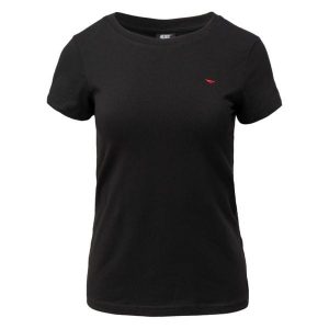 T-shirt Damski Slim Z Krótkim Rękawem Playo II. Czarne t-shirty Hi-tec, bez wzorów, bez kołnierzyka, bez ramiączek. Za 53,99 zł.