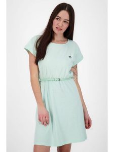 Alife and kickin Sukienka "Nora" w kolorze turkusowym rozmiar: XL. Niebieskie sukienki Alife and Kickin, na co dzień, xl, bez wzorów, ze skóry, bez kołnierzyka, bez ramiączek, mini, proste. Za 69,99 zł.