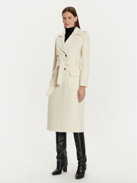 Morgan Płaszcz wełniany 242-GANASH Écru Regular Fit. Płaszcze Morgan, bez wzorów, z syntetyku, bez kaptura. Za 729,00 zł.