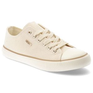 Trampki damskie Big Star, tekstylna cholewka sznurowany fason klasyczna gumowa podeszwa okrągły nosek minimalistyczny design, beżowe, TT274773. Brązowe trampki Big Star, bez wzorów, z gumy, bez zapięcia. Za 129,00 zł.