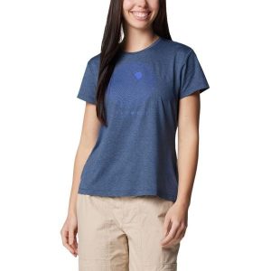Koszulka trekkingowa damska Columbia Sloan Ridge Graphic. Niebieskie bluzki Columbia, xs, bez wzorów, sportowe, bez kołnierzyka, bez ramiączek. Za 129,99 zł.