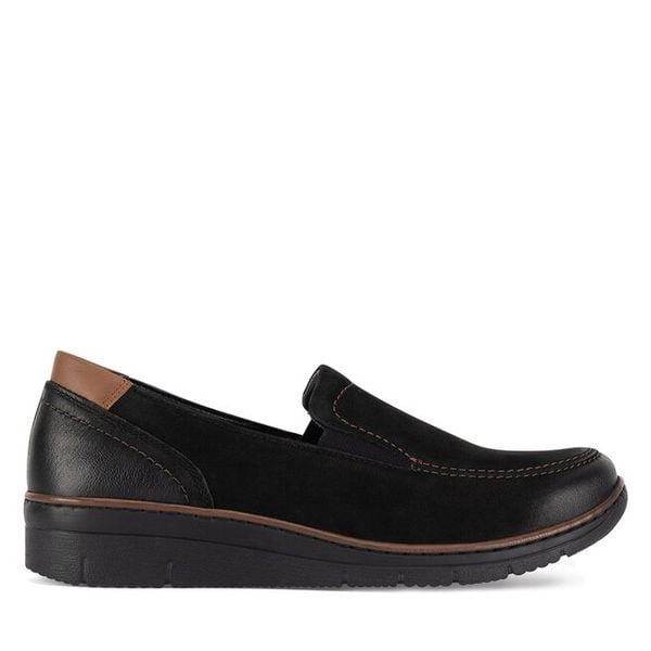 Półbuty Go Soft. Czarne półbuty Go Soft, bez wzorów, bez obcasa, na płaskiej podeszwie, bez zapięcia. Za 219,99 zł.