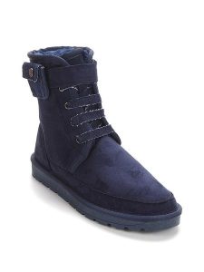 ISLAND BOOT Botki zimowe "Imaan" w kolorze granatowym rozmiar: 39. Niebieskie botki Island Boot, na zimę, z aplikacjami, z materiału, z okrągłym noskiem, bez obcasa, bez zapięcia. Za 158,10 zł.