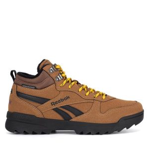 Trzewiki Reebok. Brązowe botki Reebok, bez wzorów, bez obcasa, na płaskiej podeszwie, bez zapięcia. Za 259,99 zł.