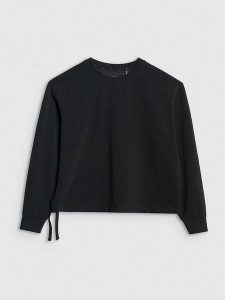 4F Bluza w kolorze czarnym rozmiar: M. Czarne bluzy 4f, m, bez wzorów, prążkowane, bez kaptura. Za 136,13 zł.