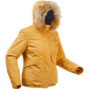 Kurtka turystyczna damska zimowa Quechua SH500 -8°C wodoodporna. Niebieskie kurtki QUECHUA, na zimę, m, bez wzorów, z futra, bez kaptura. Za 249,99 zł.