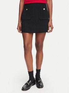 Tommy Hilfiger Spódnica mini WW0WW52234 Czarny Regular Fit. Czarne spódnice TOMMY HILFIGER, bez wzorów, z syntetyku, mini. Za 476,99 zł.