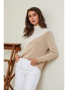 Joséfine Sweter "Csorna" w kolorze kremowo-beżowym rozmiar: XL. Brązowe swetry oversize Joséfine, xl, bez wzorów, z kaszmiru, bez ramiączek. Za 144,92 zł.