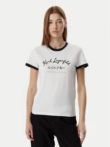 KARL LAGERFELD T-Shirt B2W17021 Biały Slim Fit. Białe t-shirty KARL LAGERFELD, m, bez wzorów, z bawełny, bez kołnierzyka, bez ramiączek. Za 292,99 zł.
