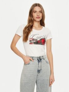 Guess T-Shirt W5RI03 J1314 Biały Regular Fit. Białe t-shirty Guess, s, z aplikacjami, z bawełny, bez kołnierzyka, bez ramiączek. Za 109,99 zł.