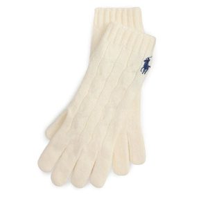 Rękawiczki Polo Ralph Lauren. Brązowe rękawiczki Polo Ralph Lauren, bez wzorów, z dzianiny. Za 399,99 zł.