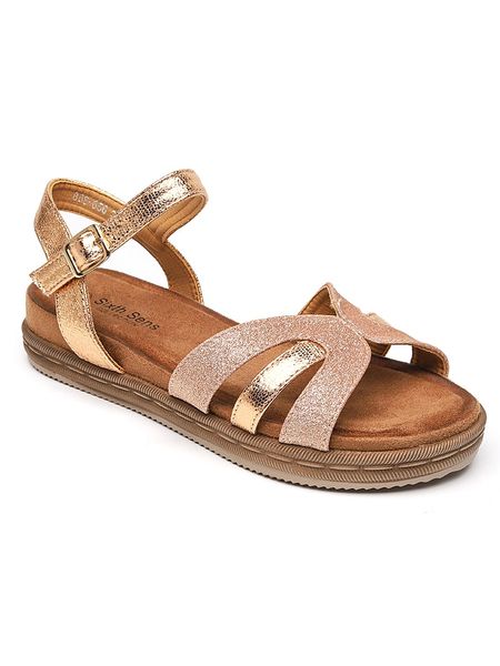 Sixth Sens Sandały w kolorze złotym rozmiar: 41. Żółte sandały Sixth Sens, bez wzorów, z otwartym noskiem, bez obcasa, bez zapięcia. Za 124,65 zł.