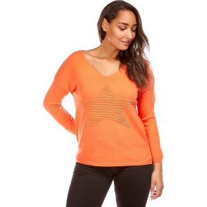 Sweter w kolorze pomarańczowym. Brązowe swetry oversize marki Cashmere Curve, z kaszmiru. W wyprzedaży za 129,95 zł.