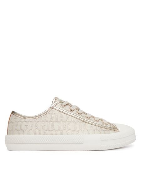 Guess Sneakersy 183183 Złoty. Żółte trampki Guess, z aplikacjami, z materiału, bez zapięcia. Za 364,99 zł.