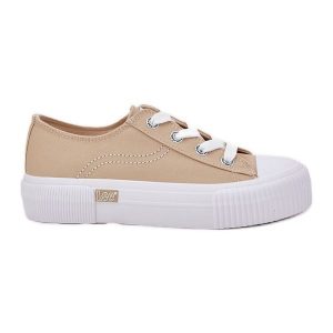 Trampki Damskie Na Platformie LEE Isla C Women Low 50251001 Beżowe beżowy. Brązowe trampki bez wzorów, przed kostkę, bez zapięcia. Za 235,96 zł.
