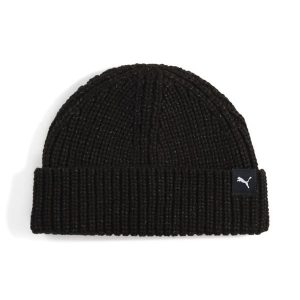 Czapka mini rybacka PUMA. Czarne czapki Puma, bez wzorów, z dzianiny, klasyczne. Za 129,00 zł.
