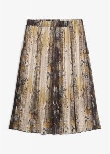 Spódnica plisowana z połyskującą nicią. Czarne spódnice bonprix, bez wzorów, ze skóry, eleganckie. Za 149,99 zł.