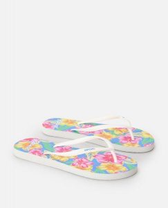 Japonki damskie Rip Curl Mixed Bloom Open Toe. Niebieskie klapki Rip Curl, bez wzorów, z materiału, z otwartym noskiem, bez obcasa. Za 77,99 zł.