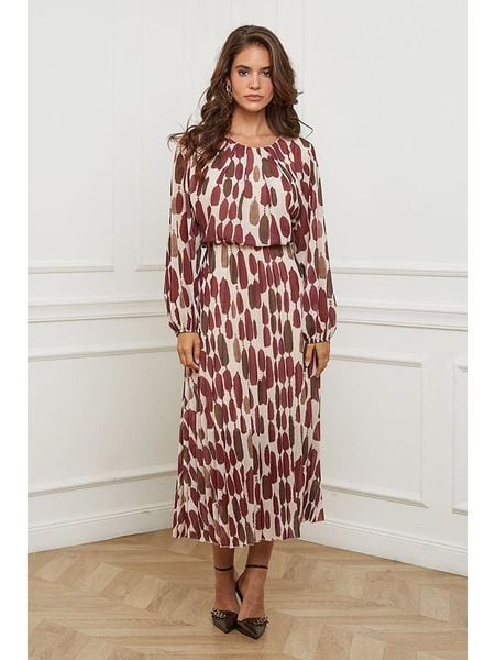 L'armoire de Suzette Sukienka w kolorze brązowo-bordowo-kremowym rozmiar: 38/40. Czerwone sukienki L'armoire de Suzette, l, bez wzorów, klasyczne, bez kołnierzyka, bez ramiączek, maxi. Za 148,61 zł.
