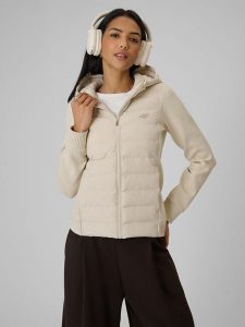 4F Kurtka z wypełnieniem syntetycznym damska - beżowa XXL. Brązowe kurtki 4f, xxl, bez wzorów, z puchu, bez kaptura. Za 349,99 zł.