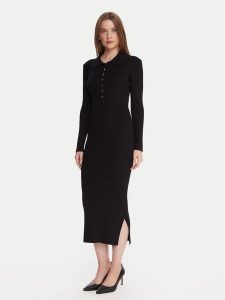 French Connection Sukienka dzianinowa 71ZJB Czarny Slim Fit. Czarne kombinezony French Connection, m, bez wzorów, z dzianiny, bez kołnierzyka, bez ramiączek. Za 449,99 zł.