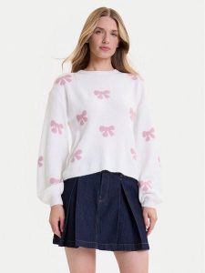 ONLY Sweter Bora 15360712 Biały Regular Fit. Białe swetry klasyczne ONLY, l, z syntetyku, bez kołnierzyka. Za 129,99 zł.
