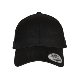 Czapka typu snapback z zakrzywionym daszkiem Flexfit Premium. Czarne czapki FLEXFIT, bez wzorów. Za 129,50 zł.