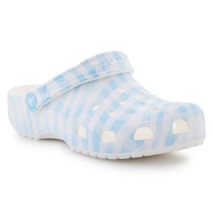 Klapki Crocs Classic Gingham Clog 211006-16S białe. Białe klapki bez wzorów, bez obcasa. Za 476,57 zł.