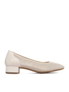 Rieker Czółenka CEO-43459-60 Beżowy jasny. Brązowe czółenka Rieker, bez wzorów, ze skóry, bez obcasa, bez zapięcia. Za 329,99 zł.