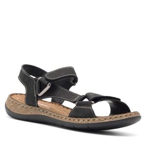 Sandały Go Soft. Czarne sandały Go Soft, bez wzorów, bez obcasa, na płaskiej podeszwie, bez zapięcia. Za 179,99 zł.