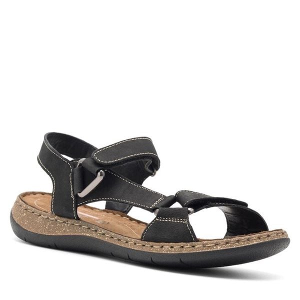 Sandały Go Soft. Czarne sandały Go Soft, bez wzorów, bez obcasa, na płaskiej podeszwie, bez zapięcia. Za 179,99 zł.