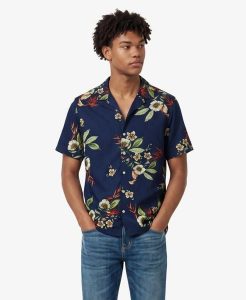 Superdry Koszula w krótkim rękawie z nadrukiem hawajskim – Cabana Navy. Niebieskie koszule Superdry, s, bez wzorów, z bawełny, bez kołnierzyka, bez ramiączek. Za 238,00 zł.